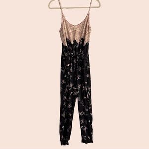 O'Neill Black and Cream Floral Jumpsuit